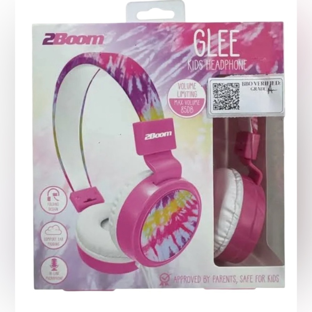 2Boom Kids Headphones - Pink and White